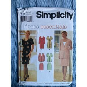 Simplicity 7107 pattern suit blazer long short pencil skirt 1990s size 12 14 16